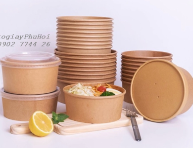 Tô giấy kraft 250ml nắp PP